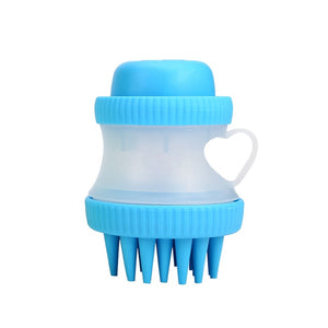 Pet Dog Cat Bath  Massage Brush, Shampoo Dispenser -Soft Bristle- Pet Cleaner Device Washer Bathing Comb Tool