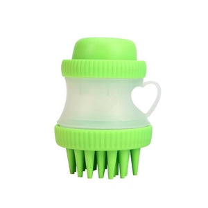 Pet Dog Cat Bath  Massage Brush, Shampoo Dispenser -Soft Bristle- Pet Cleaner Device Washer Bathing Comb Tool