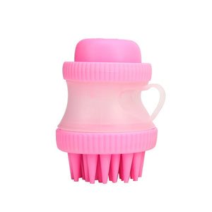 Pet Dog Cat Bath  Massage Brush, Shampoo Dispenser -Soft Bristle- Pet Cleaner Device Washer Bathing Comb Tool