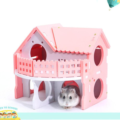 Cute Small Animal Cages Rabbit Hamster House Single-Double layer Skateboard Spinning Wheel Hamster Gerbil Mouse Pet Cage House