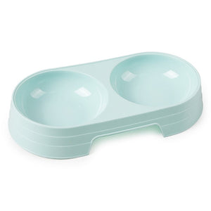 Cheap Candy Color Plastic Pet Double Bowls Creative Easy To Clean Bowl Pet Food Water Feeder Dog Cat Bowl Pet Feeding Supplies