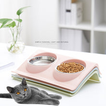 Load image into Gallery viewer, Pet Double Bowls Food Water Feeder Stainless Steel Cat Food Bowl for Dog Puppy Cats Pets Supplies Feeding Dishes S/M