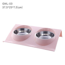 Load image into Gallery viewer, Pet Double Bowls Food Water Feeder Stainless Steel Cat Food Bowl for Dog Puppy Cats Pets Supplies Feeding Dishes S/M