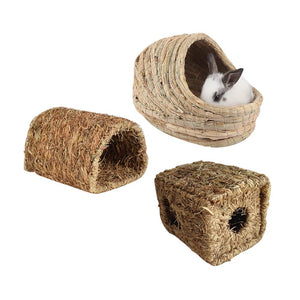 Pet Hamster Nest Woven Natural Straw Rabbit Guinea Pigs Warm House Handmade Cage For Winter Small Animals Supplies