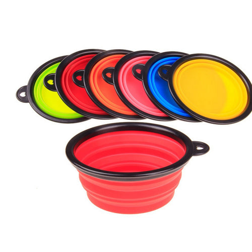 6Colors Silicone Bowl pet folding portable Dog Bowls for food the dog drinking water bowl pet bowls