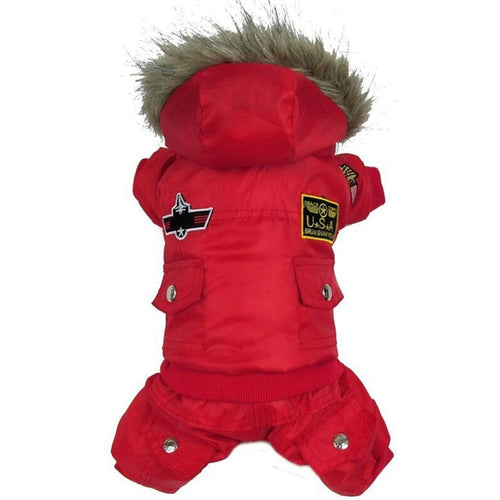 High Qulaity Dog Puppy Winter Jacket Coat USA AIR FORCE Winter Clothes Pets Animals Cat Hoody Warm Jumpsuit Pants Apparel