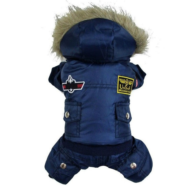 High Qulaity Dog Puppy Winter Jacket Coat USA AIR FORCE Winter Clothes Pets Animals Cat Hoody Warm Jumpsuit Pants Apparel