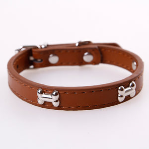 Bone Leather Durable Pet Dog Collar Pet Supplies Accessories Neck Strap Collar For Dog Puppy Pug Collars For Small Large Dogs