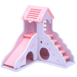 Wooden Hamster Staircase Sleeping House Golden Bear Nest Bed for Small Pets Chinchillas Guinea-pig Small Pets Cage Toys