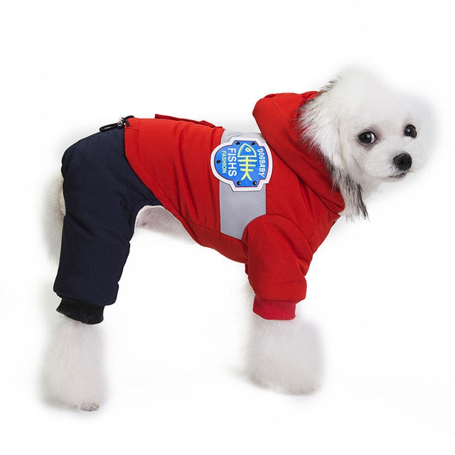 pawstrip Soft Winter Dog Clothes Puppy Jumpsuit Clothing Warm Dog Coat With Hood Fur Collar Pet Apparel Winter Dog Outfits S-XXL