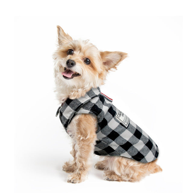 Warm Dog Clothes Coat British Style Pliad Pet Jacket French Bulldog Pug Clothes Puppy Vest Dog Apparel For Small Medium Dogs
