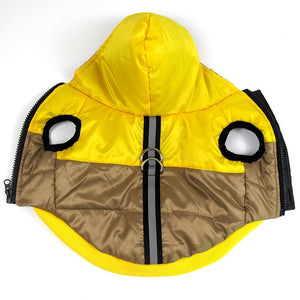 Winter Waterproof Dog Pet Coat Pug Bulldog Hood Outfit Leash D-ring Reflective Dog Jacket Cat Clothes Outdoor Apparel XS ~3XL