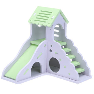 1pcs Luxurious Hamster House Swing Toy Slide Hamsters Nest Loft Bed Cage Nest Pet Hedgehog Castle Climb Toys Small Pet House