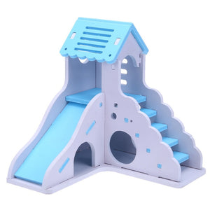 1pcs Luxurious Hamster House Swing Toy Slide Hamsters Nest Loft Bed Cage Nest Pet Hedgehog Castle Climb Toys Small Pet House