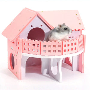 1pcs Luxurious Hamster House Swing Toy Slide Hamsters Nest Loft Bed Cage Nest Pet Hedgehog Castle Climb Toys Small Pet House