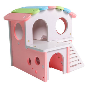 1pcs Luxurious Hamster House Swing Toy Slide Hamsters Nest Loft Bed Cage Nest Pet Hedgehog Castle Climb Toys Small Pet House