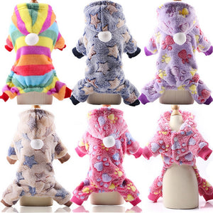 Dog Clothes Pajamas Fleece Jumpsuit Winter Dog Clothing Four Legs Warm Pet Clothing Outfit Small Dog Star Costume Apparel 30