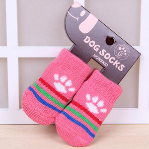 Hot Selling 4 PCS/set Small Pet Dog Doggy Shoes Lovely Soft Warm Knitted Socks Clothes Apparels For S-L Random Color