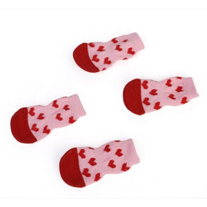 4 pcs/set Indoor Pet Dog Socks Soft Quality Cotton Warm Antiskid Paws Dirts Away Easy Washing Dog Cat Shoe Socks