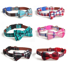 Load image into Gallery viewer, Plaid Printing Camouflage Pets Dog Collars Cute Striped Bowknot Puppy Cats Neck Bow Tie Bulldog Decoration Large Dog Collar