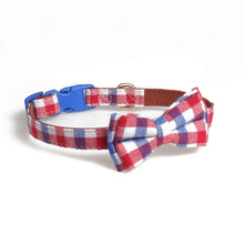 Load image into Gallery viewer, Plaid Printing Camouflage Pets Dog Collars Cute Striped Bowknot Puppy Cats Neck Bow Tie Bulldog Decoration Large Dog Collar